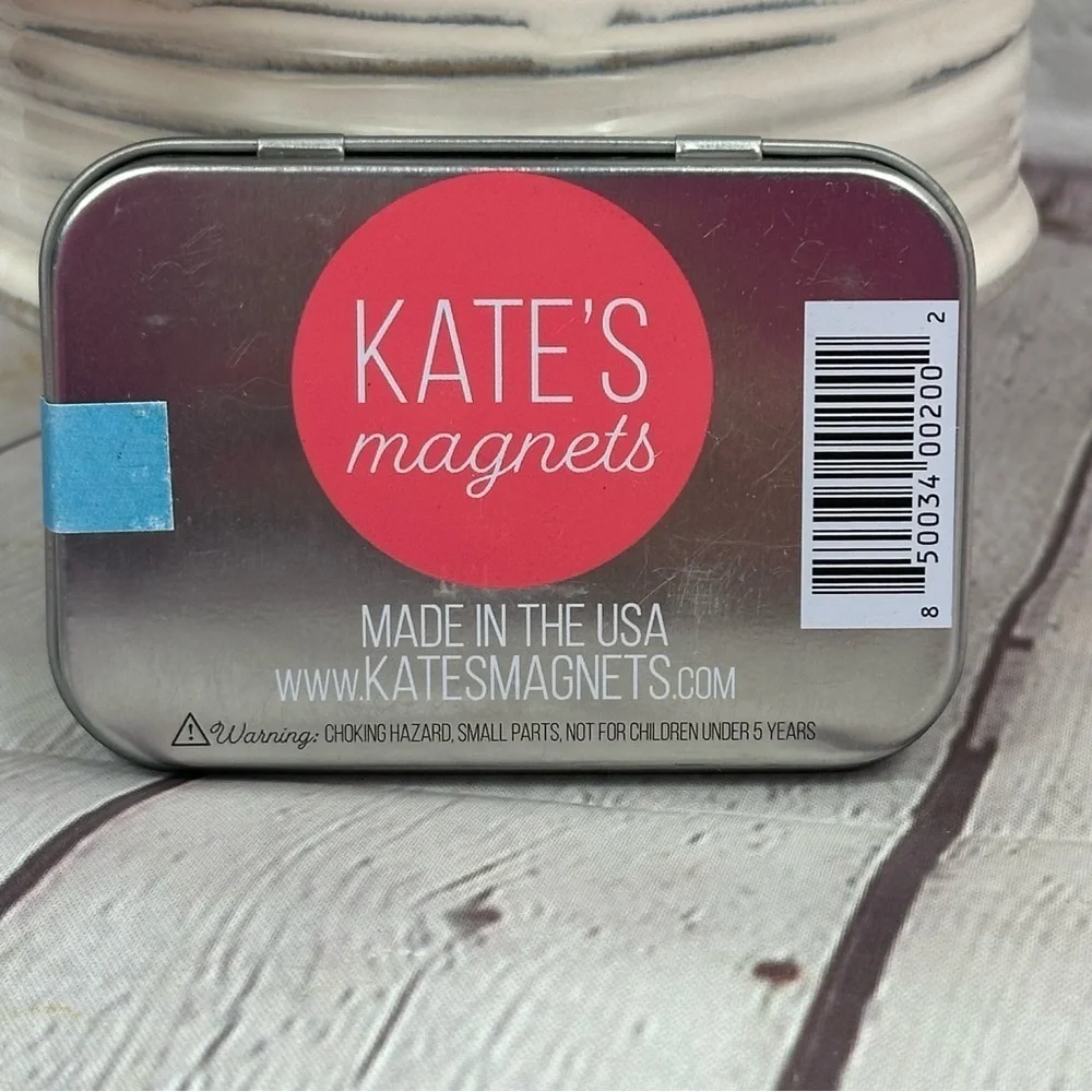 NWT Decorative Tin Set with Colorful Magnets kiss the cook and chocolate sets